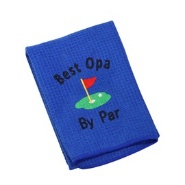 LEVLO Dad Golf Towel Embroidered Golf Towel Gift Golf Father Gift Best Pops/Grampy/Papaw/Opa by Par Golf Towel with Clip (Best Opa)