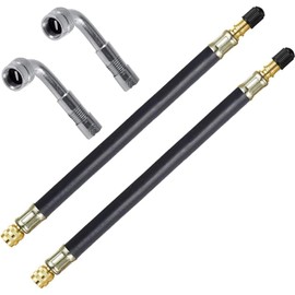 KEWAYO Valve Stem Extension, 2PCS 210mm Dually Valve Stem Extenders 2PCS 90 Degree Brass Valve Stem Extension Adaptor for Car Truck Motorhome Trailer RV