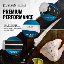 Cutluxe Boning Knife – 6" Razor Sharp Fillet Knife – High Carbon German Steel – Full Tang Ergonomic Handle Design – Artisan Series