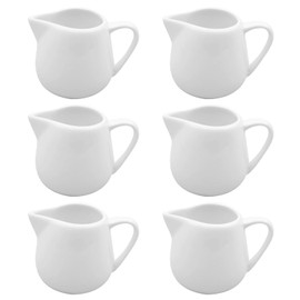 6 x Elegant Ceramic Milk Foam Jugs with Handle, 130 ml Milk Jug Capacity, Drip-Free Spout, Perfect for Coffee Creations, Ceramic Milk Jug