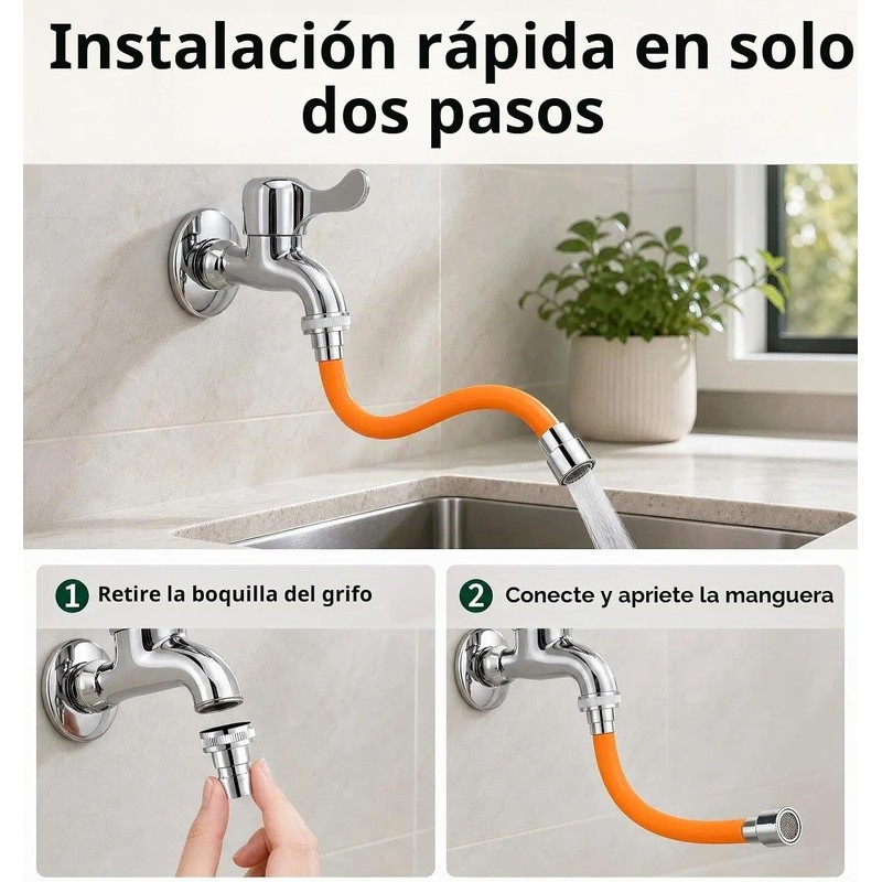 Tissting Extensión De Grifo Giratoria 360° Tubo Flexible 27cm Conector