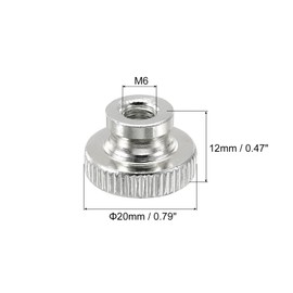 sourcing map Knurled Thumb Nuts, 8Pcs M6 Carbon Steel Nut High Head Through Hole, Silver