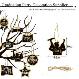 8Pcs Graduation Tree Hanging Decorations,Mini Hanging Pendant for 2023 Graduate.Graduation Hanging Ornaments Decoration for Bouquet Family Graduating Party Supplies