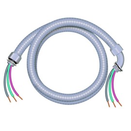 Liquidtight Flexible PVC Conduit Cable Whip, 1/2 in. x 6 ft, 10/3 Copper Wires, 30 AMP Rated, for AC Units/Equiptment (1)