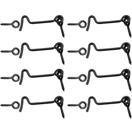 8 Pack 2-Inch Swivel Cabin Hook and Eye Latch – Carbon Steel Door and Window Lock with Mounting Screws, Rust-Resistant for Gate, Closet, Shed, Cabinet (Black)
