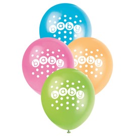 Unique Party 42370 - 12" Latex Pastel Baby Shower Balloons, Pack of 8