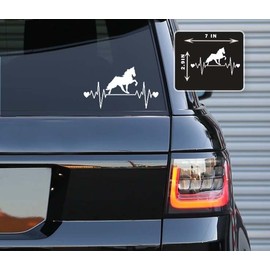 Printbeat Horse Heartbeat Monitor Vinyl Decals Stickers for Cars, Vans, Trucks, and laptops (White 2.9x7)