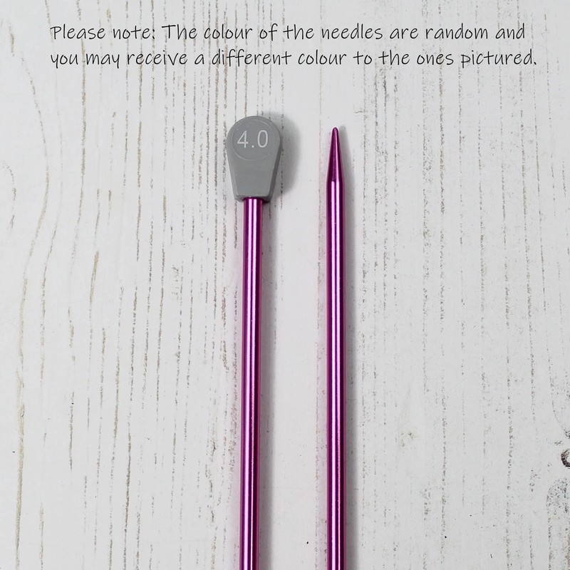 Coloured Knitting Needles Aluminium Metal Knit Pins 4mm x 35cm