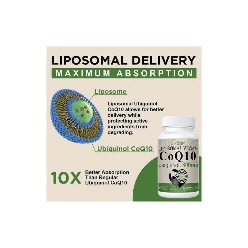 Ciaceae Coq10 Liposomal 800 Mg Ubiquinol 60 Cápsulas Veganas