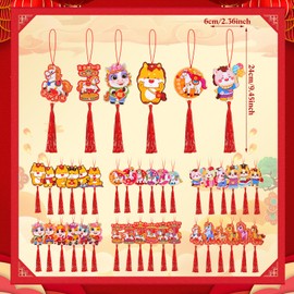 Wavyknot 36 Pcs Chinese New Year 2026 Decorations Lunar New Year of The Horse Ornaments Chinese Knot Tassel Pendant Good Luck Charm for Spring Festival Home Car Wall Tree Decor