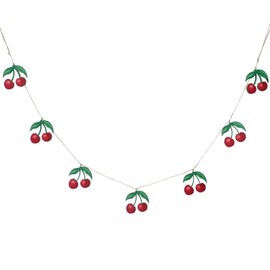 Gisela Graham Cherries Wooden Garland Hanging Decoration