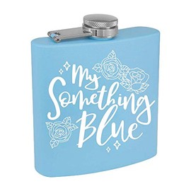 My Something Blue Bridal Stainless Steel Hip Flask 6oz Light Blue