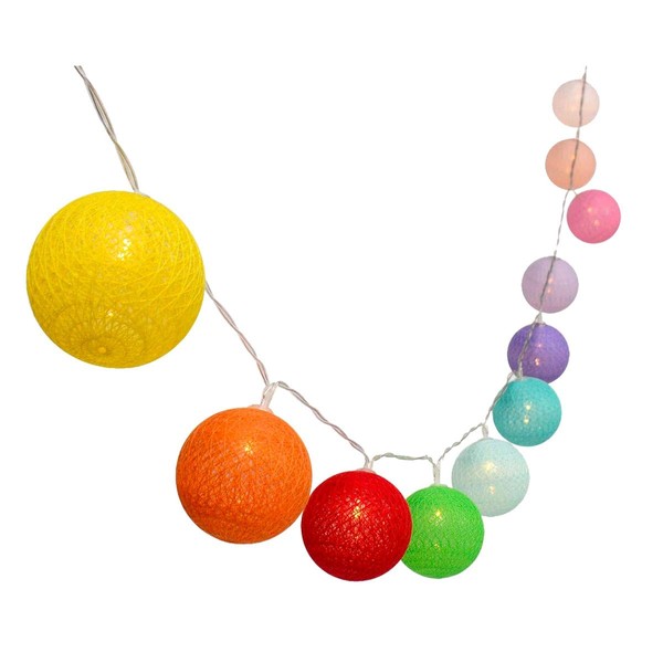 Garland made of cotton balls, 3.8 m, mummy colours, solar