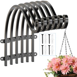 6-Pack Hanging Plant Bracket, 12-Inch Outdoor Hanging Basket Bracket, Black Metal Wall Mount Plant Hooks for Flower Baskets, Bird Feeders and Wind Chimes Indoors and Outdoors - Heavy Duty Plant Hanger
