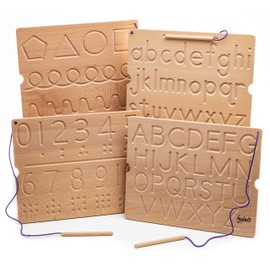 Hulats Learn to Write - Number & Letter Tracing Boards for Kids Ages 3-5 - Wooden Alphabet Learning Montessori 3 Year Old Toddler Writing Tools Beginners - Homeschool Preschool Classroom Must Haves