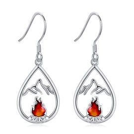 Camping Earrings 925 Sterling Silver Bonfire Earring for Women Camping Gifts for Outdoor Lovers