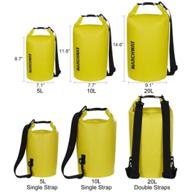MARCHWAY Floating Waterproof Dry Bag 5L/10L/20L/30L/40L, Roll Top Sack Keeps Gear Dry for Kayaking, Rafting, Boating, Swimming, Camping, Hiking, Beach, Fishing (Lemon Yellow, 5L)