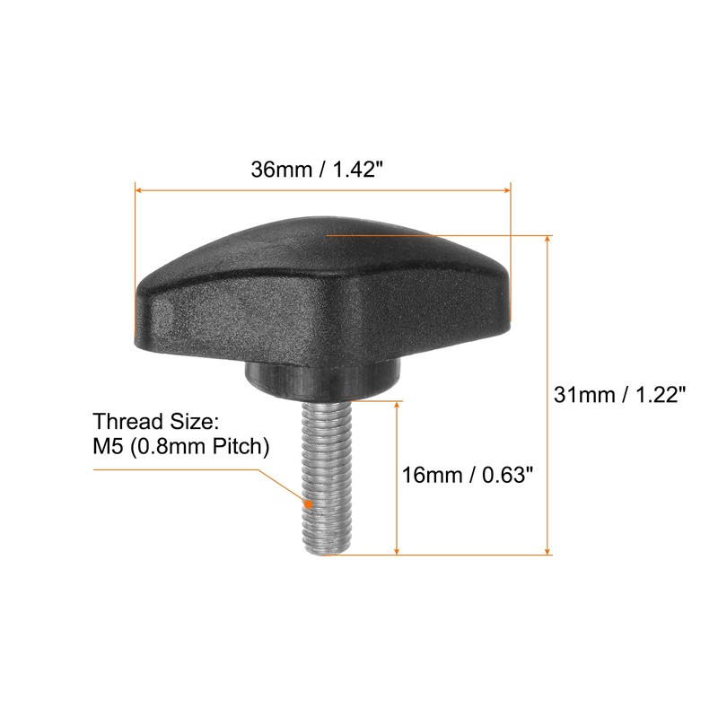 QUARKZMAN Pack of 4 T-wing Knobs Thumb Screws M5 x