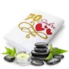 Abc Casa Gift Towel for 70th Birthday with Embroidered Hearts