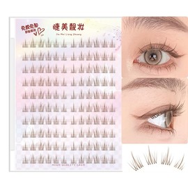 Pestañas autoadhesivas marrones 120 racimos, pestañas prensadas LASGOOS, rizado natural, pestañas 3D individuales de 7-13 mm, pre-pegada, extensiones 