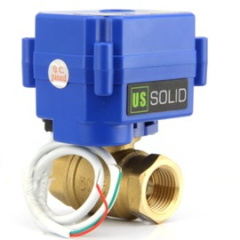 U.S. Solid Motorized Ball Valve- 3/4" Brass Ball Valve with Standard Port, 9-24V AC/DC and 2 Wire Auto Return Setup