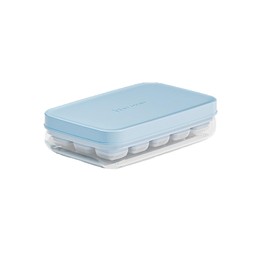 Liroyal Ice Tray, Ice Maker Container, Ice Cube Tray with Lid, Dividing, Soft Easy to Remove, Double Function, Square Ice Cube, Large Capacity, For Home and Outdoor Use, Plastic, Durable, Blue