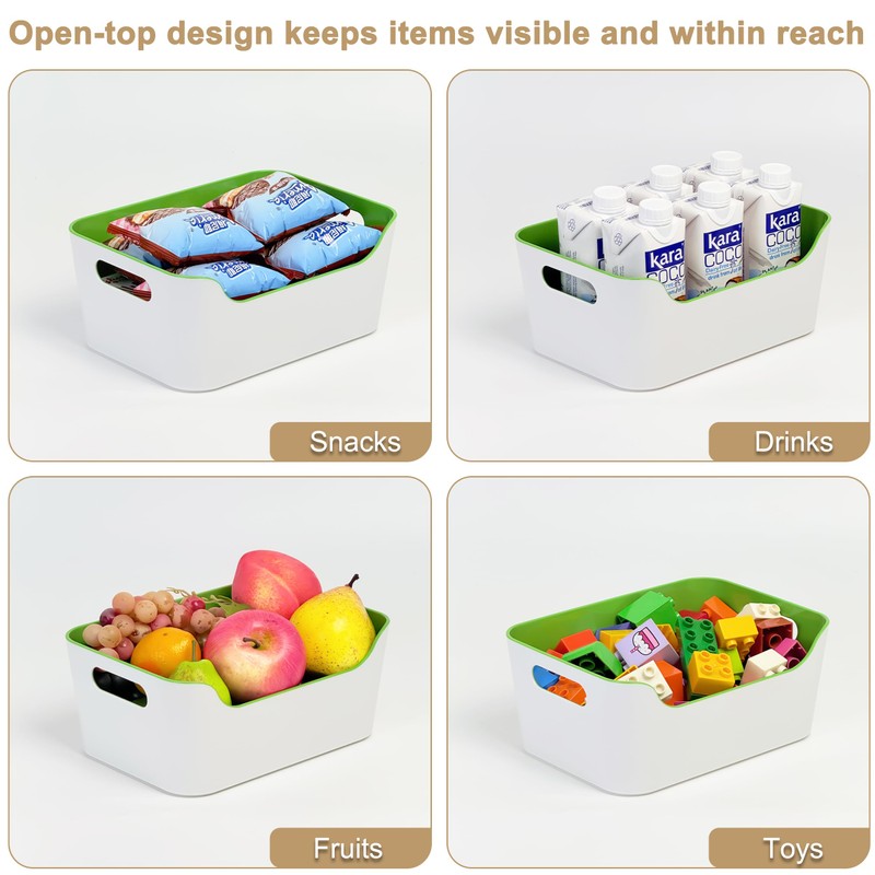 Small Plastic Storage Basket with Handles, Durable Organizer Bin, Open-Top