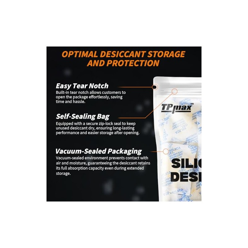 TPmax 50g x 10 Packs Silica Gel Desiccant Sachets, Reusable