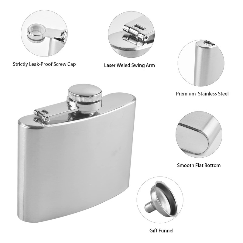 Hip Flasks for Liquor, Stainless Steel Flask with Funnel, Hip