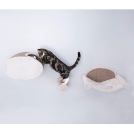 TRIXIE Liam Wall Mounted 3 pcs Lounge Set, Hammock, Cave, and Step, Brown, 18.8" L x 11.0" W x 11.3" Th