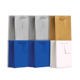 JILLSON & ROBERTS 6-Count Hanukkah Gift Bags Available in 5 Different Assortments, Small, Matte Silver/Gold/Royal/White