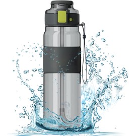 860 ml Smart Sip-on Water Bottle - Clever Design, BPA-free Tritan, Lightweight, Leakproof, Stylish, Practical, Water, Sports Drinks, Hydration, Gym, Office, School, Cycling, Outdoors, Kitchen, Unisex