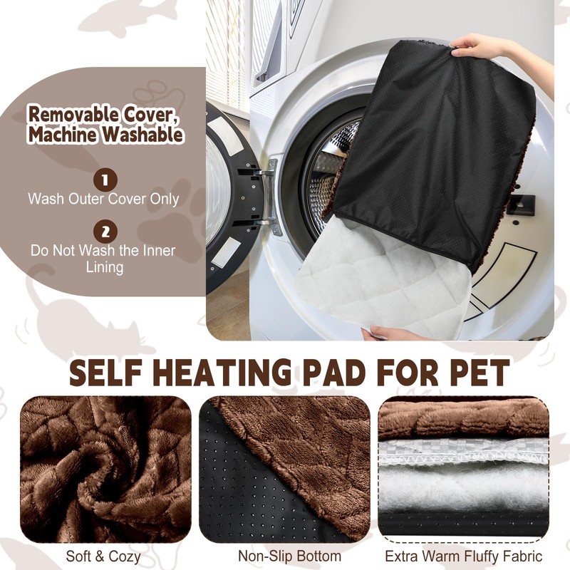 Drydiet 4 Pack Self Heating Cat Pad Self Warming Cat