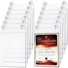 Suzile 12 Pcs Acrylic Window Sign Holder Hanging Acrylic Sign Holder 8.5 x 11 Inch Office Door Signs with Suction Cup Hooks Suction Cup Hangers for Office School Home Store Restaurant