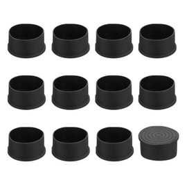 sourcing map 12Pcs Chair Leg Caps, Fit OD 60mm (2-3/8 Inch) Non-Marking PVC Chair Leg Tips Non-Slip Chair Leg Floor Protectors Round Table Covers End Caps for Furniture, Black