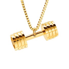 XSMZB Dumbbell Cremation Jewelry for Ashes Memorial Urn Necklace for Ashes for Women Men Funeral Ashes Keepsake Pendant for Loved One(Gold)