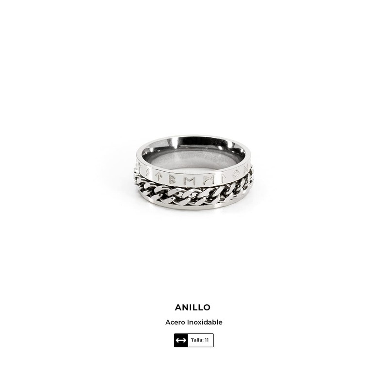Generic Luxfancy Anillo Viking de runas vikingas de acero inoxidable