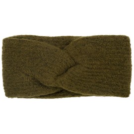 styleBREAKER 04026072 Women's Knitted Headband with Twist Knot and Rib Pattern, Plain, Warm Winter Headband, Colour: Olive