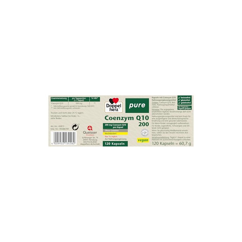 Doppelherz Pure Coenzyme Q10 200 mg per Capsule - High