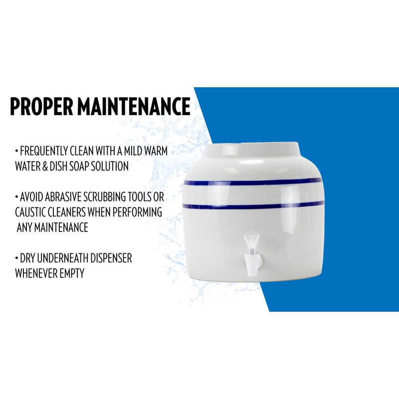 New Wave Enviro Porcelain Water Dispenser, Classic Blue Stripe