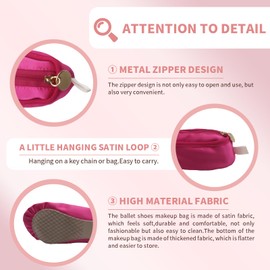 WKLOUYHE Ballet Shoe Makeup Bag Ballet Slipper Pouch Mini Makeup Bag Dancers Gifts Dance Bag for Girls (Bright Pink)