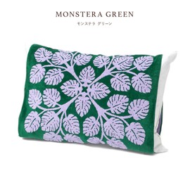 [Cassimum Island Style] Handkerchief Towel Pillow Cover Hawaiian Quilt, green: monstera