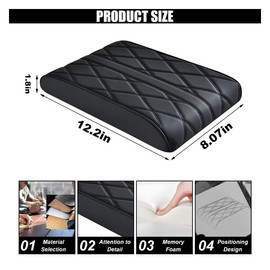 Car Center Console Cover Pad, Leather Auto Console Arm Rest Cover, Waterproof Car Armrest Seat Box Cushion Protector, Memory Foam Armrest Pillow for Most Cars