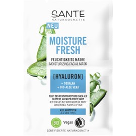 SANTE Naturkosmetik Moisture Fresh Moisturising Mask with Hyaluron, Squalane & Organic Aloe Vera, Nourishing Face Mask, Nourishing Mask for Intensive Moisturising and Smooth Skin, 10 x 8 ml