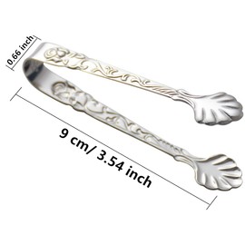2 Pcs Stainless Steel Sugar Tongs Heat Resistant Appetizer Tongs Mini Serving Tongs U-Shaped Ice Tongs Kitchen Tongs for Tea Party Coffee Serving Food Cooking Salad Grilling- Silver