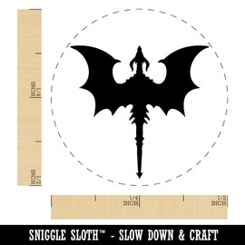 Flying Dragon with Wings Spread Self-Inking Rubber Stamp Ink Stamper for Stamping Crafting Planners - 1/2 Inch Mini - Black Ink