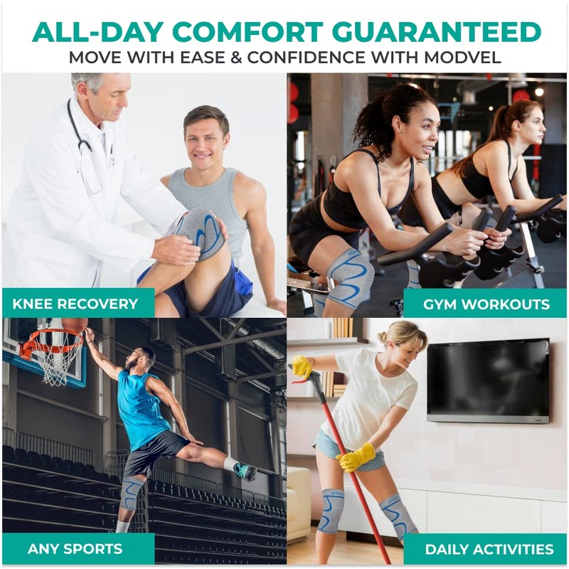 MODVEL Knee Support Set for Men and Women, Breathable Knee