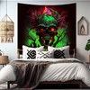 SparkLia Blacklight Fire Skull Tapestry, UV Reactive Burning Skeleton Horror