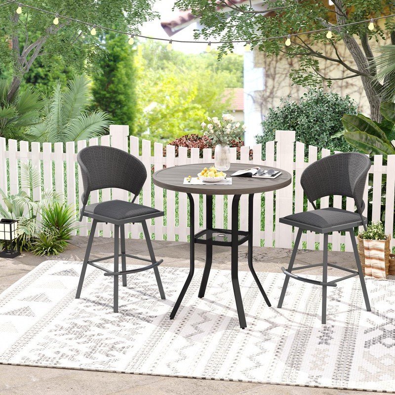 VICLLAX Patio Bar Height Table, Round Outdoor Bar Table with