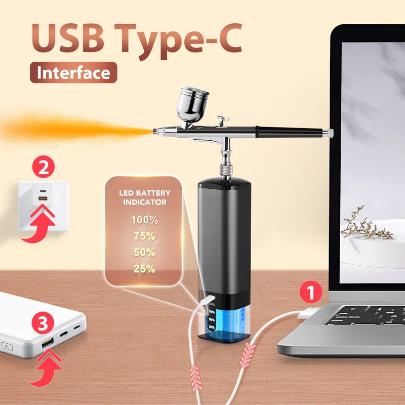 Airbrush Kit with Compressor, 32PSI Handheld Mini Air Brush Gun